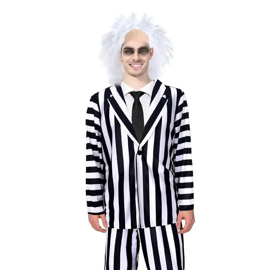 Adult Beetlejuice Exorcist Stripe Suit Halloween Mens Costume