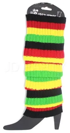 RAINBOW LEG WARMERS High Knitted Womens Neon Party Knit Ankle Socks 80s Dance