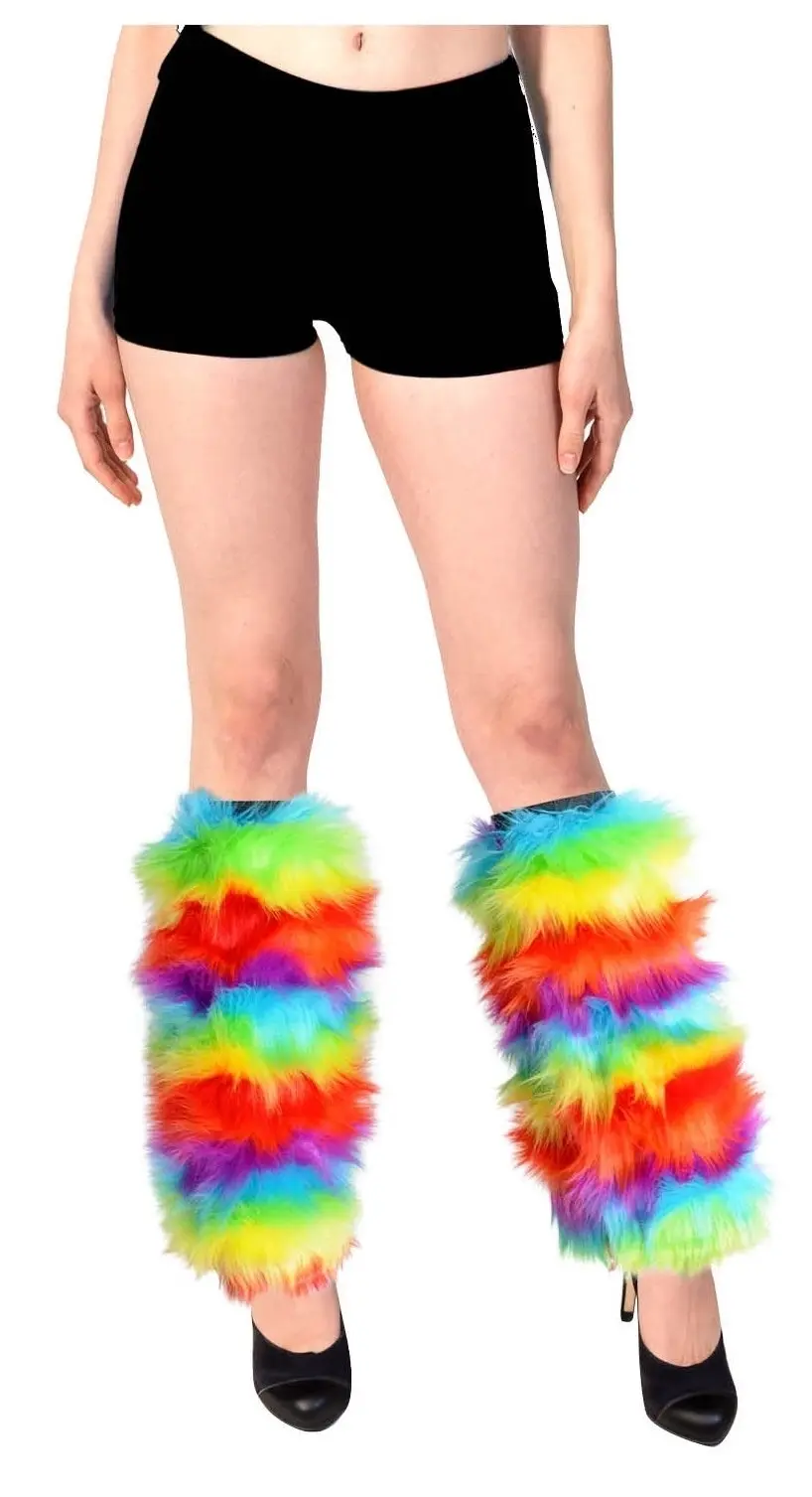 1 Pair Fluffy Leg Warmers Rainbow Gay Pride LGBTQ