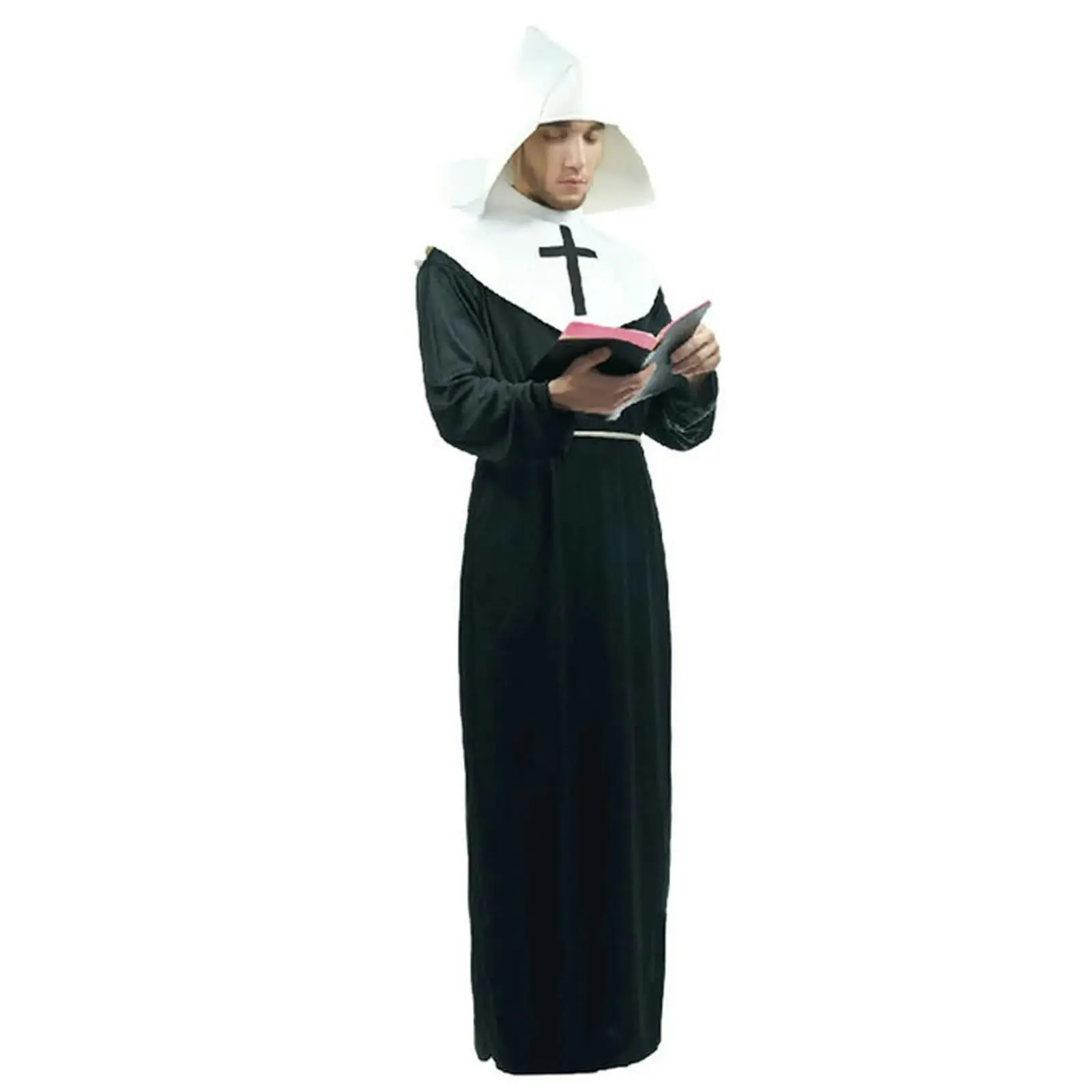 Mens Nun Costume Religious Catholic Priest Fancy Dress Party Outfit Church