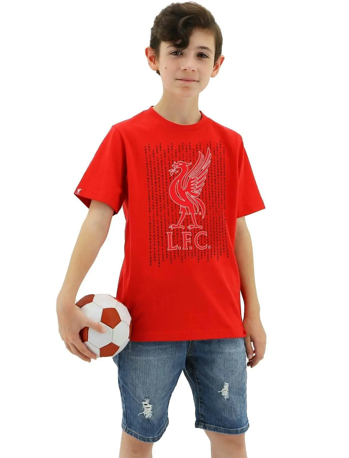 Liverpool FC Youth Boys Liverbird Crew T Shirt Top Tee Soccer LFC - Red