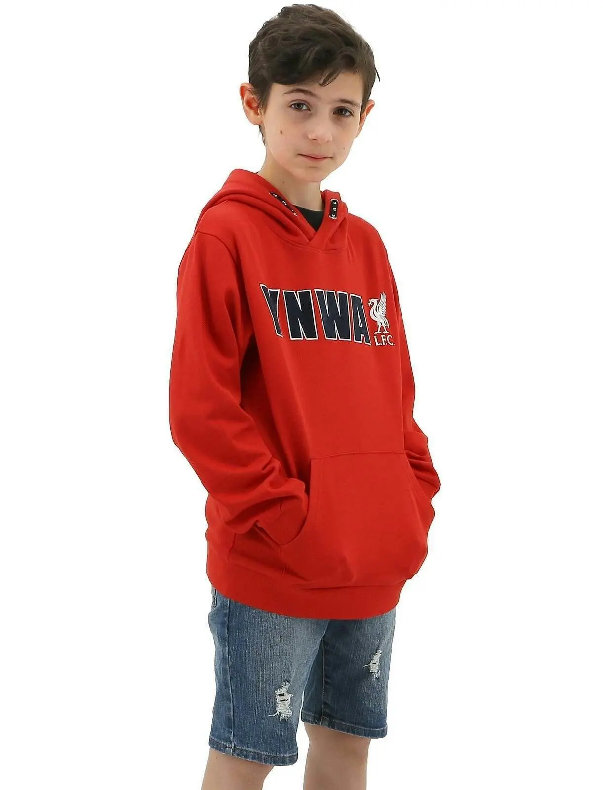 Liverpool FC Youth Boys Hoodie Jumper LFC YNWA Firebird Hoody - Red