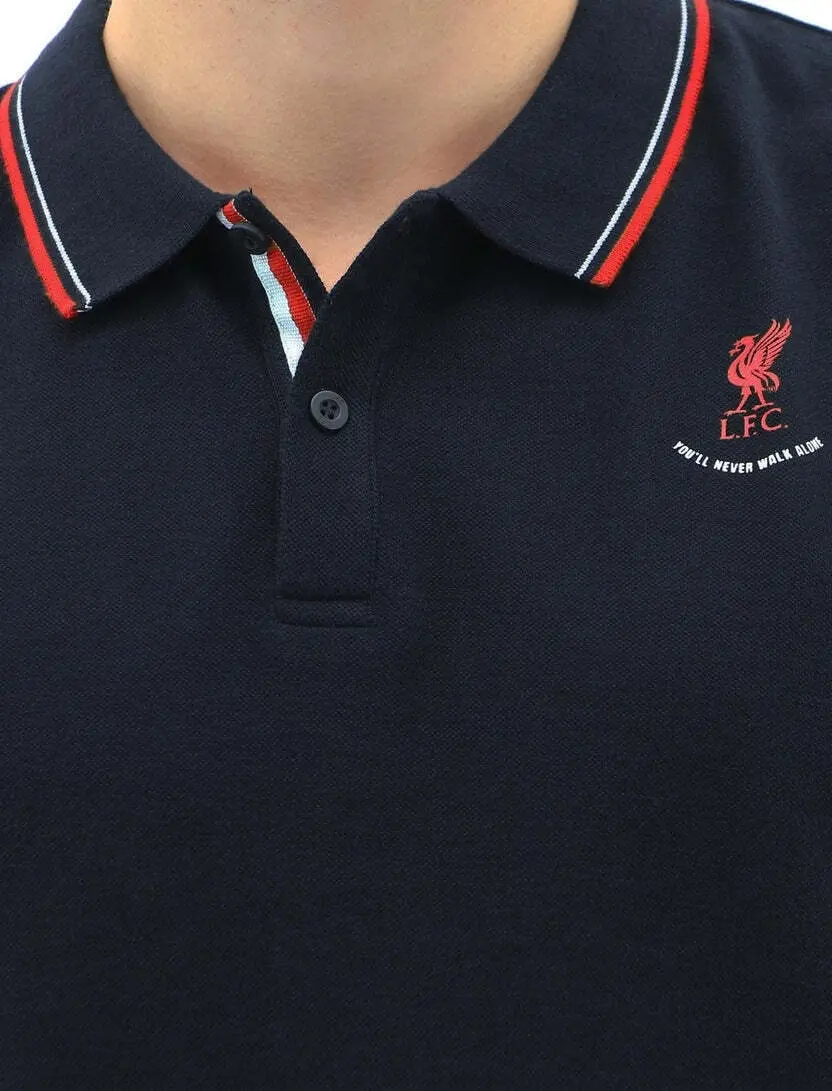 Liverpool FC Mens Polo Shirt Cotton LFC Soccer Football - Navy