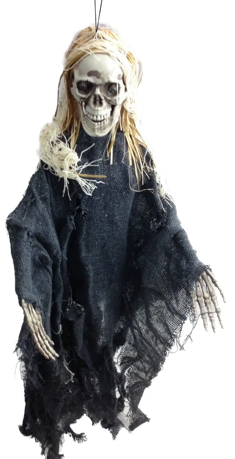 HALLOWEEN Moving Skeleton Skull Creepy Sound Activated Hanging Prop Scary Witch