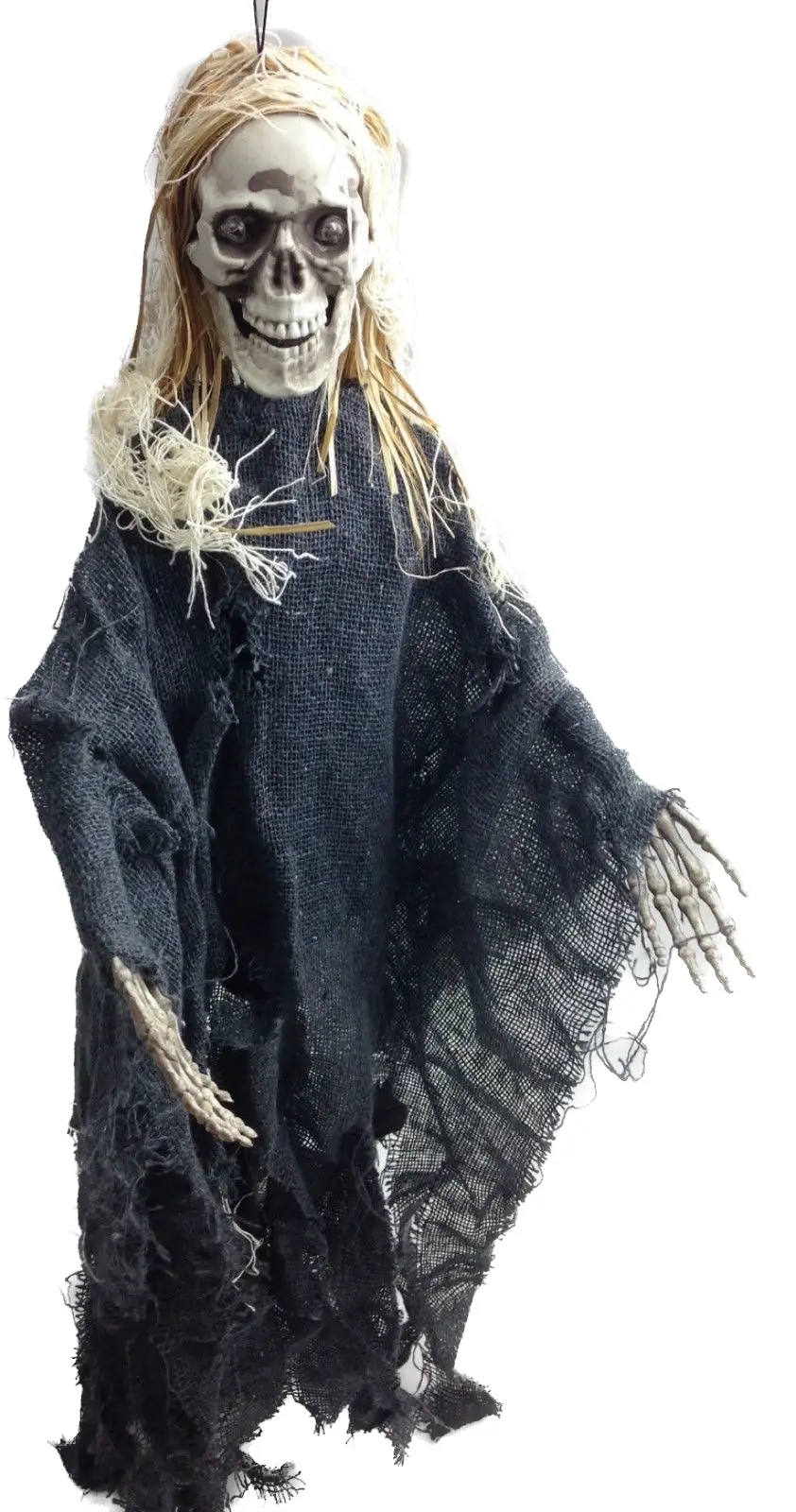 HALLOWEEN Moving Skeleton Skull Creepy Sound Activated Hanging Prop Scary Witch