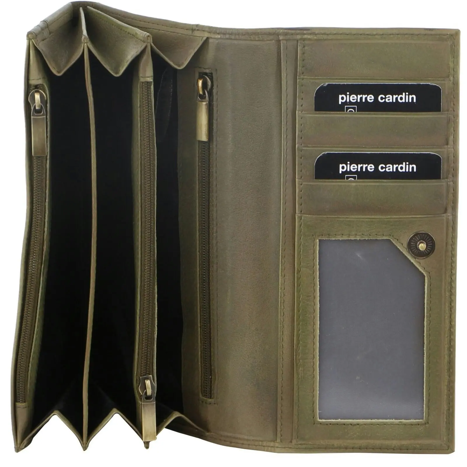 Pierre Cardin Womens Soft Italian Leather RFID Purse Wallet - Olive