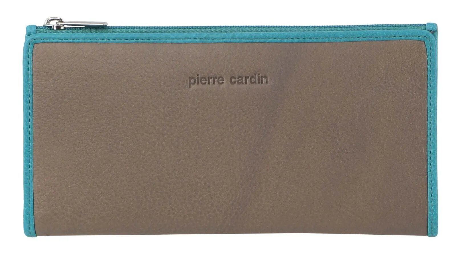 Pierre Cardin Italian Genuine Leather Ladies Wallet - Taupe/Turquiose