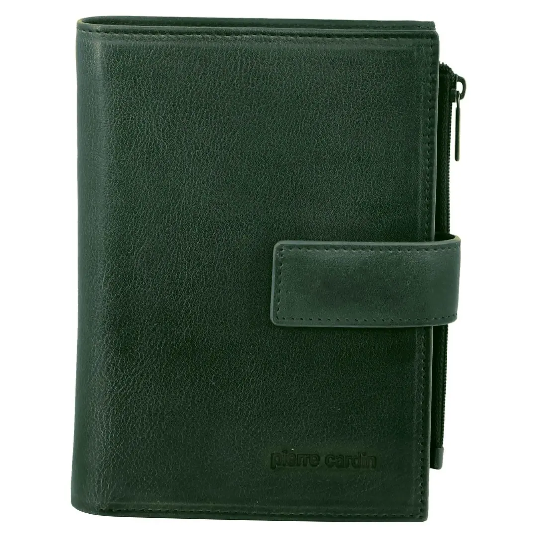 Pierre Cardin Womens Bi-Fold Italian Leather Credit Card Holder Wallet - Emerald