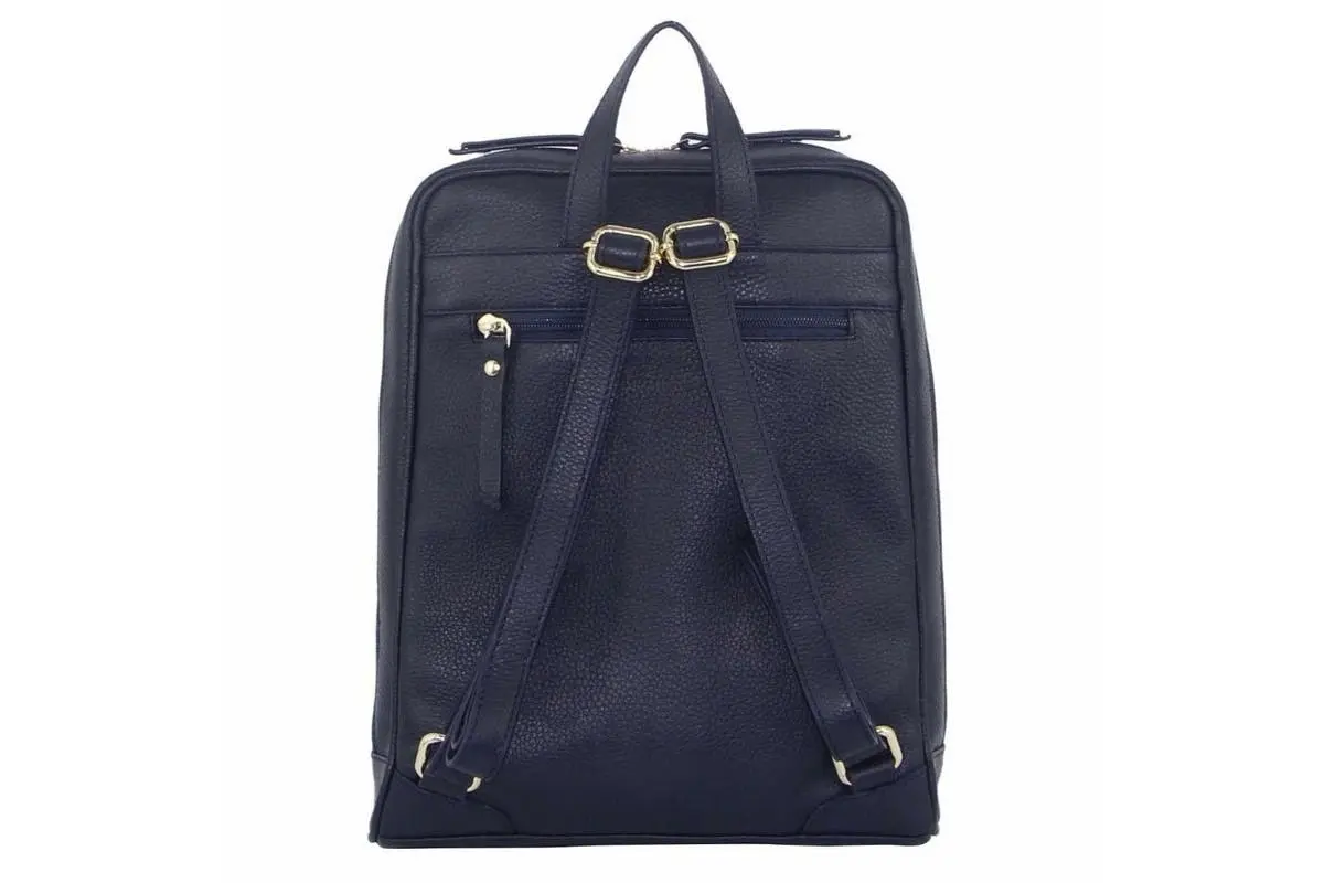 Pierre Cardin Rustic Womens Leather Backpack Bag Handbag Back Pack Travel  - Navy