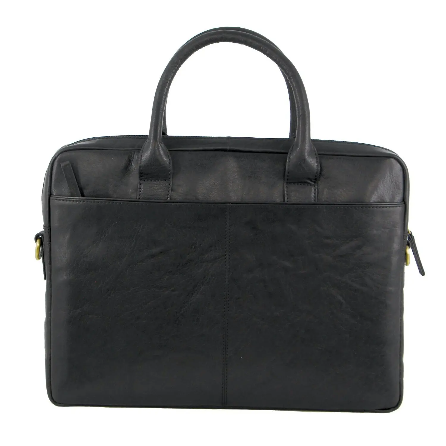 Pierre Cardin Leather Multi-Handle Computer Laptop Bag - Black