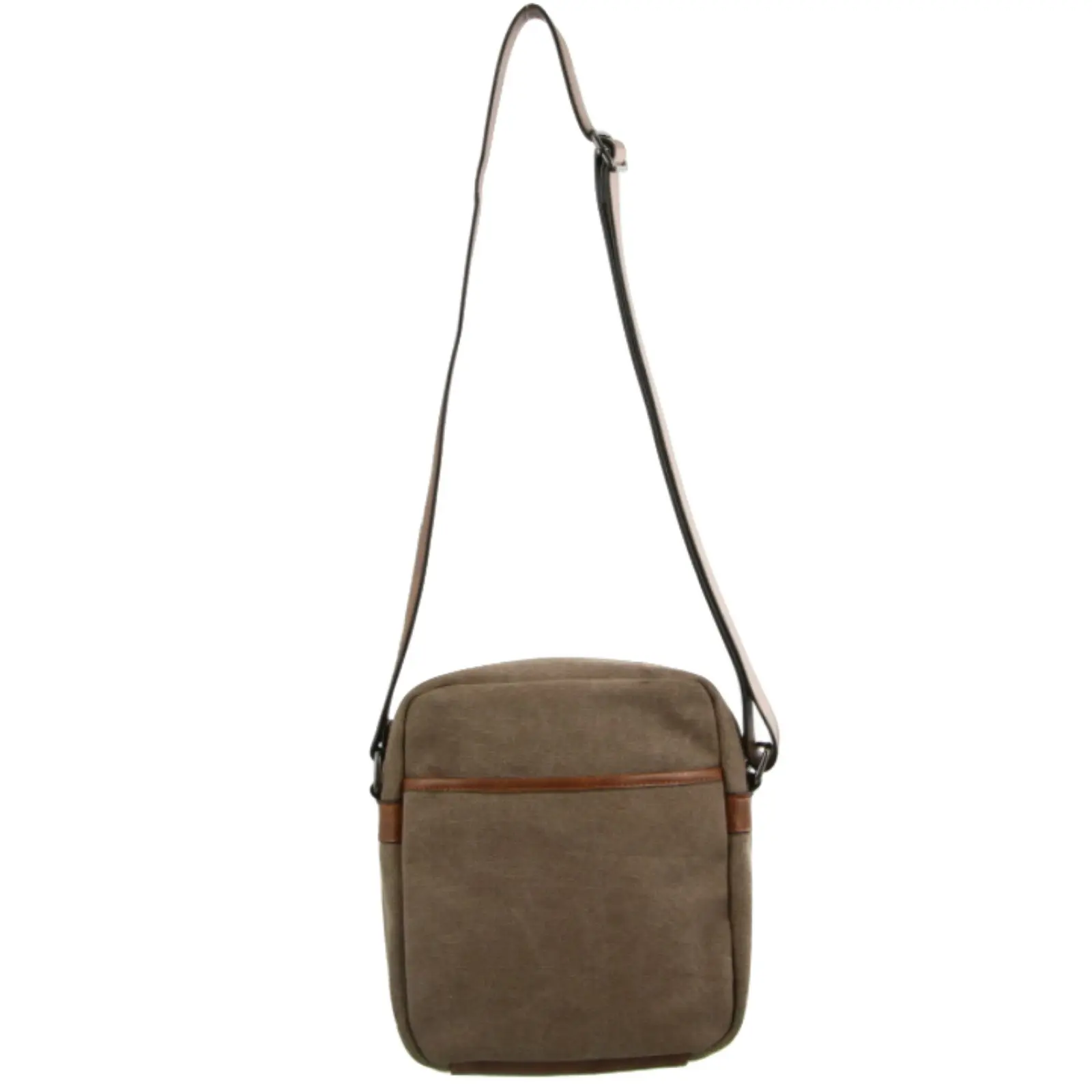 Pierre Cardin Unisex Canvas Cross Body Messenger Bag Satchel Sling - Brown/Cognac