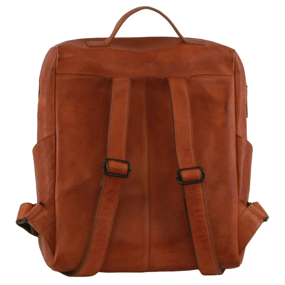 Pierre Cardin Italian Leather Unisex Backpack Bag w 15" Laptop Insert in Cognac