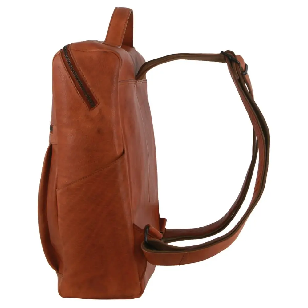 Pierre Cardin Italian Leather Unisex Backpack Bag w 15" Laptop Insert in Cognac