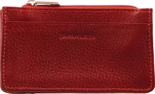 Pierre Cardin Womens Soft Italian Leather Coin Purse Holder Wallet - Red