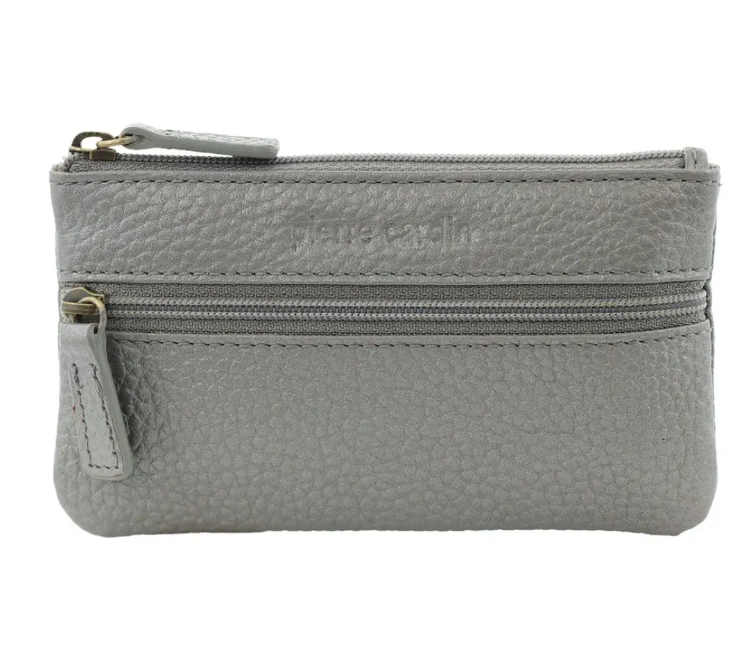 Pierre Cardin Womens Genuine Leather RFID Coin Purse Wallet - Steel