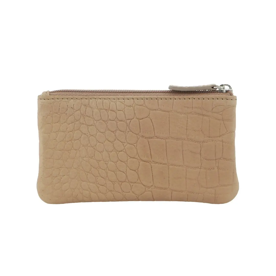 Pierre Cardin Ladies Womens Genuine Leather RFID Coin Purse Wallet - Taupe (Croc)