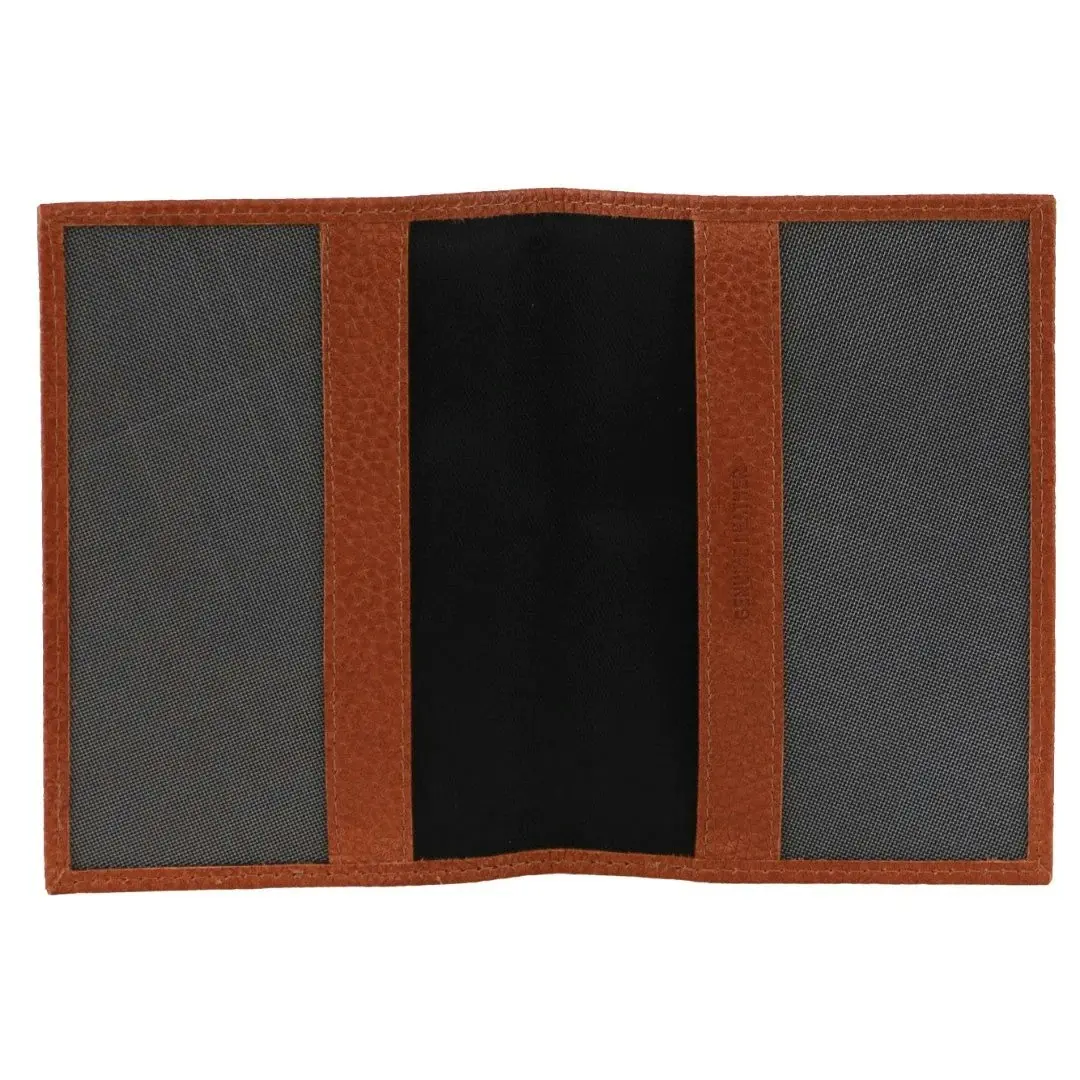 Pierre Cardin Slim Leather Passport Wallet Holder RFID Case Cover - Cognac