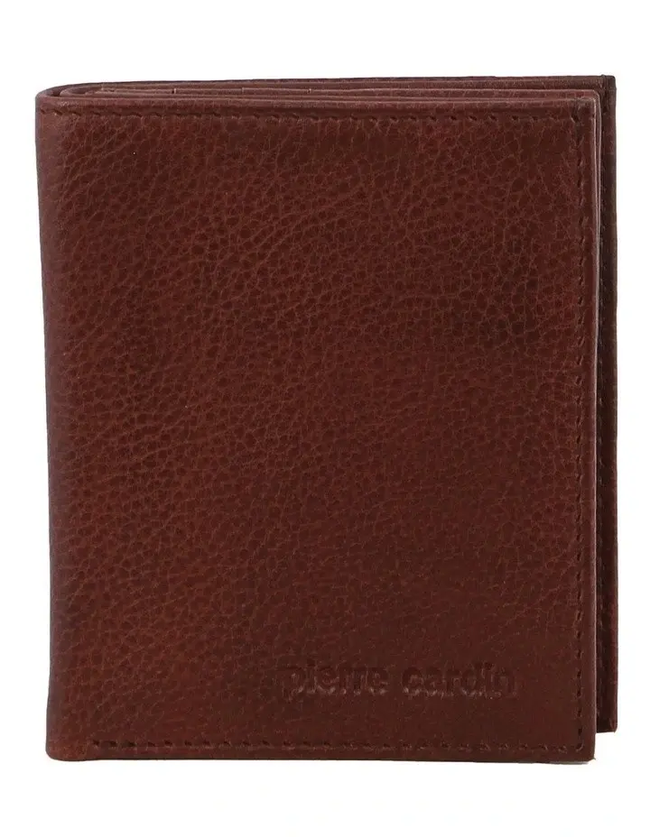 Pierre Cardin Mens Slim Bi-Fold Leather Wallet Rustic w/ RFID Protection in Brown