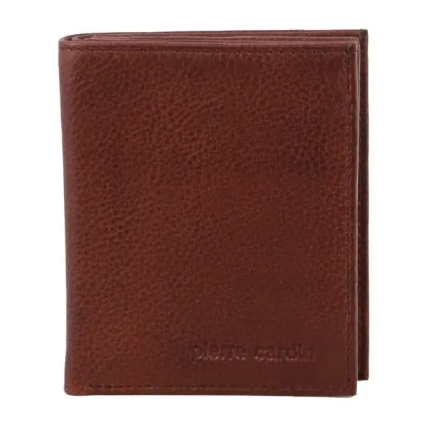 Pierre Cardin Mens Slim Bi-Fold Leather Wallet Rustic w/ RFID Protection in Brown