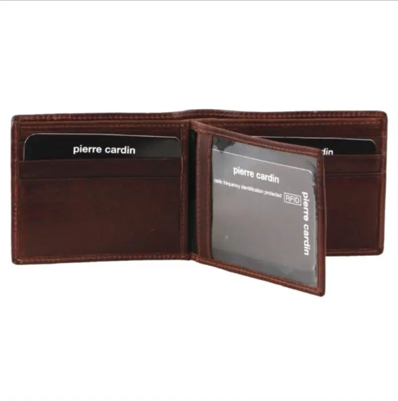 Pierre Cardin Mens Leather Bi-Fold Wallet w/ RFID Protection - Brown