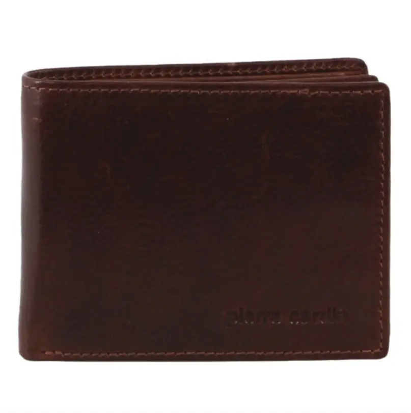 Pierre Cardin Mens Leather Bi-Fold Wallet w/ RFID Protection - Brown