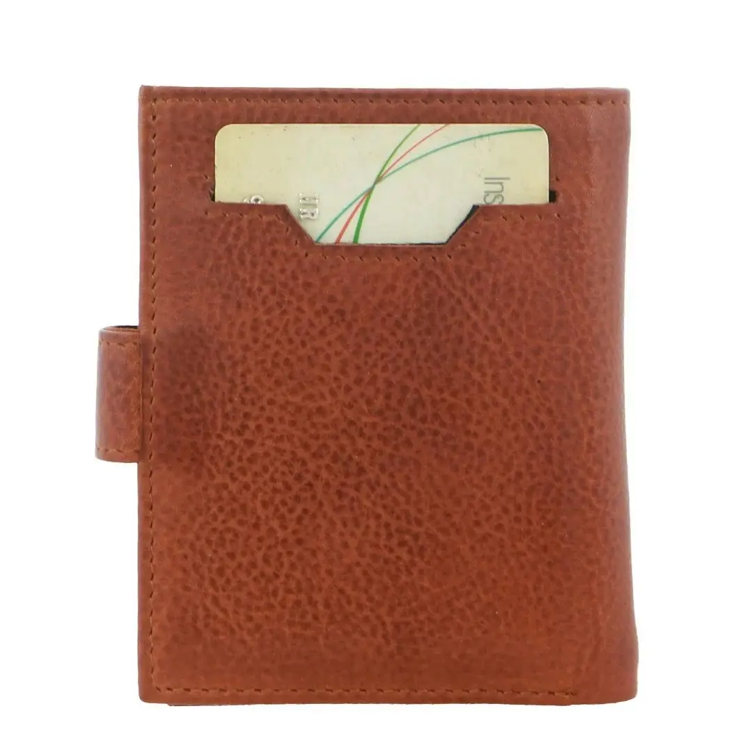 Pierre Cardin Leather Smart Slide Card Holder Tab Wallet RFID - Tan