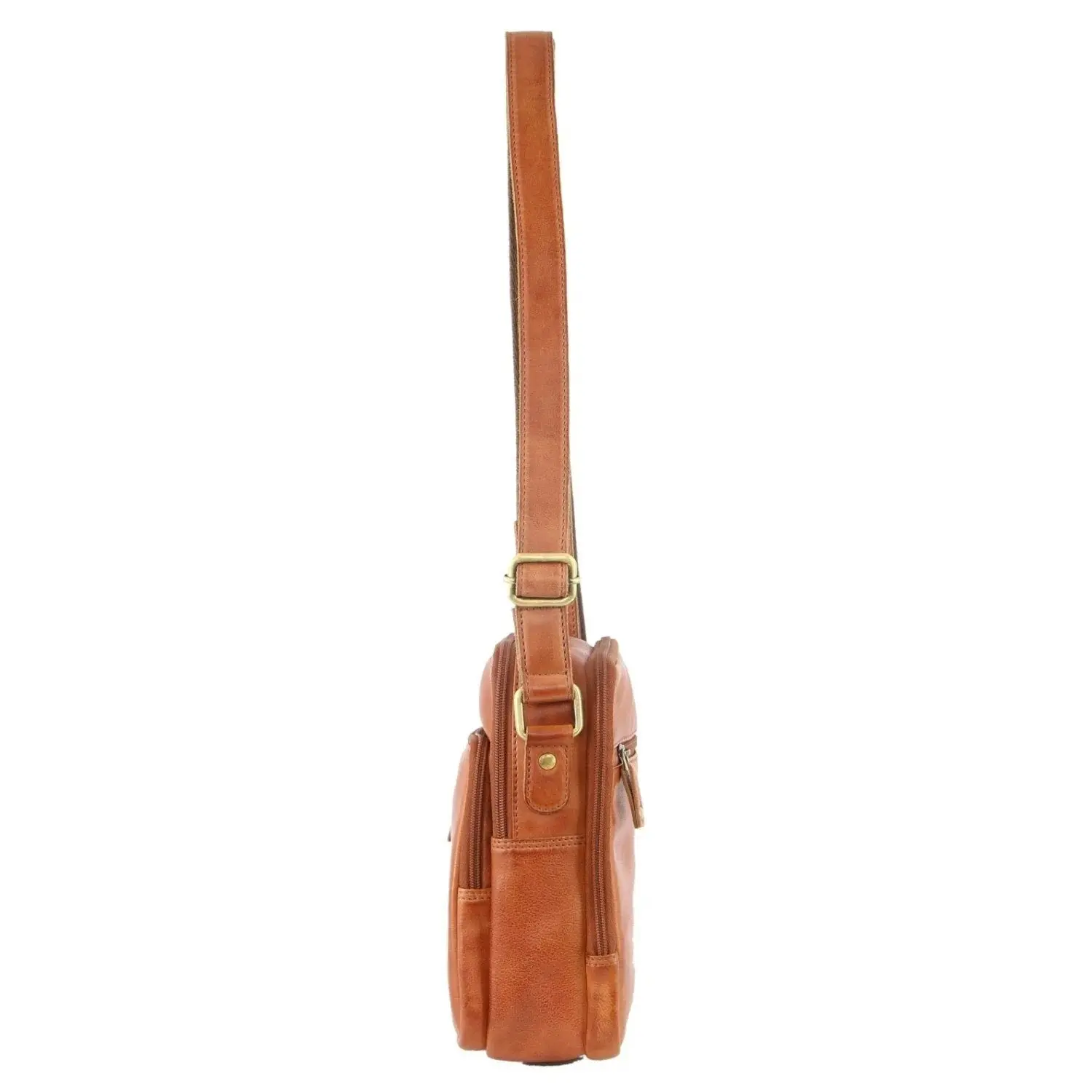 Pierre Cardin Cross Body Bag Unisex Sling Shoulder Messenger Travel - Cognac