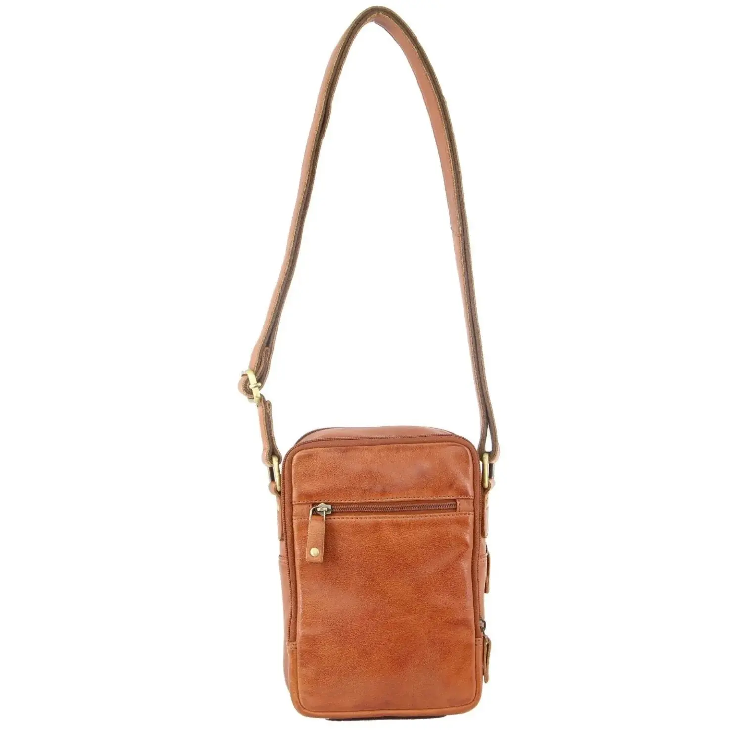 Pierre Cardin Cross Body Bag Unisex Sling Shoulder Messenger Travel - Cognac