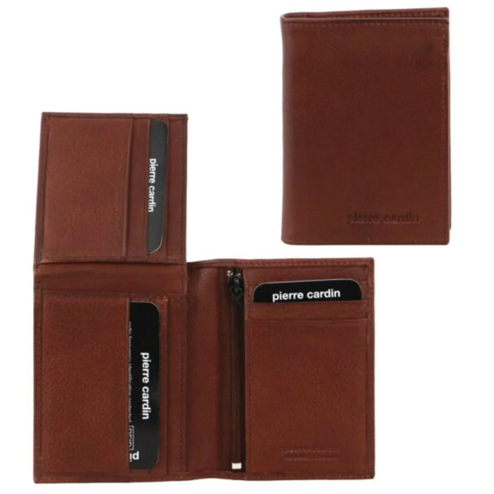 Pierre Cardin Mens Rustic Genuine Leather Wallet RFID in Brown