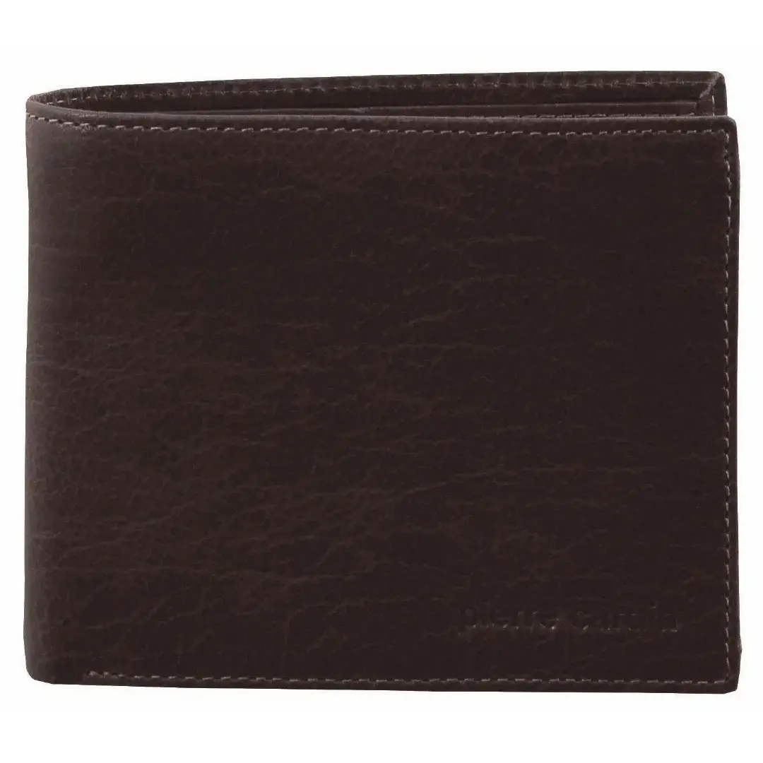 Pierre Cardin Mens Leather Wallet Tri-Fold Credit Card Slots Flap RFID - Brown