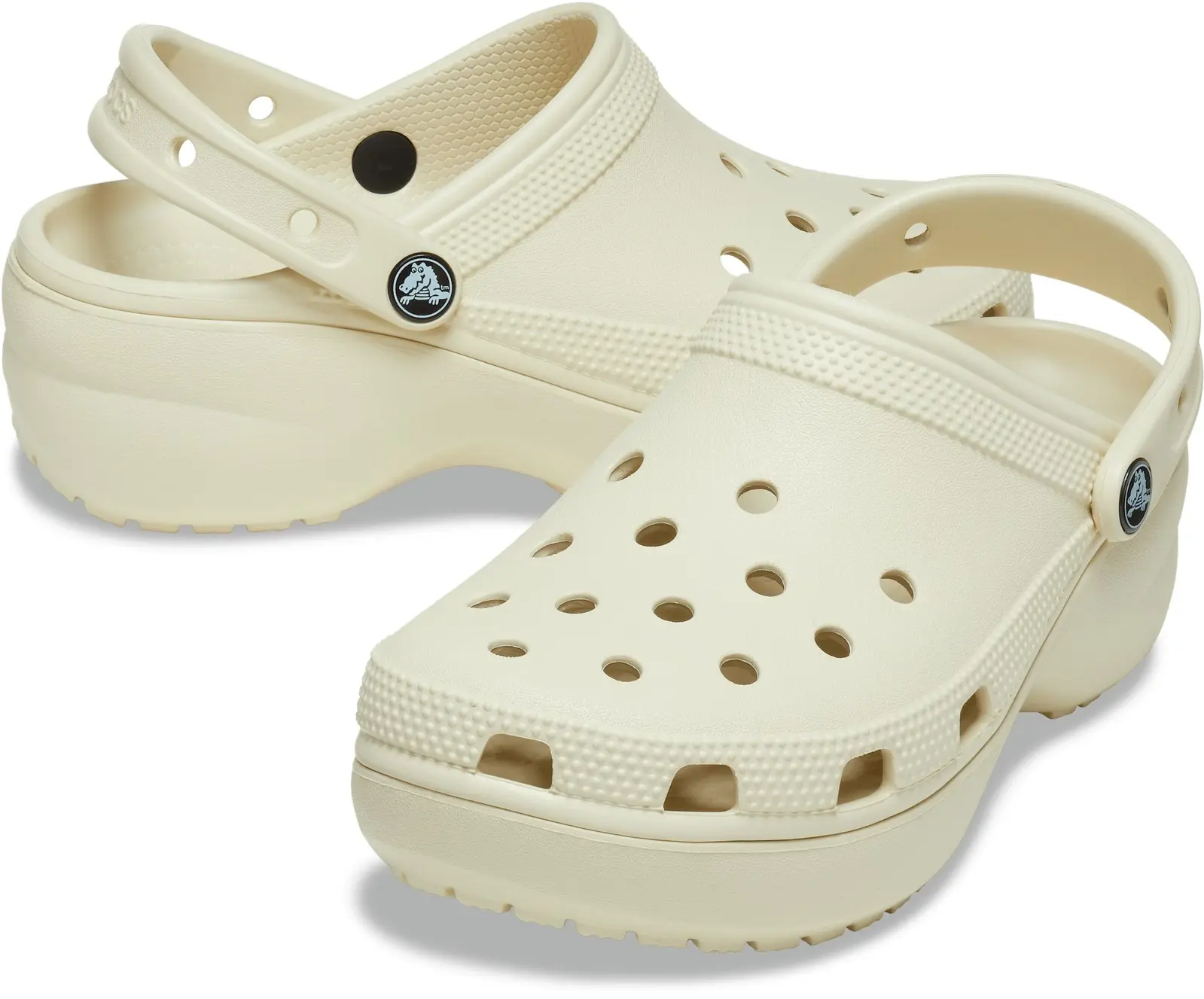 Crocs Womens Classic Platform Clog Sandals Slip On Shoes - Bone