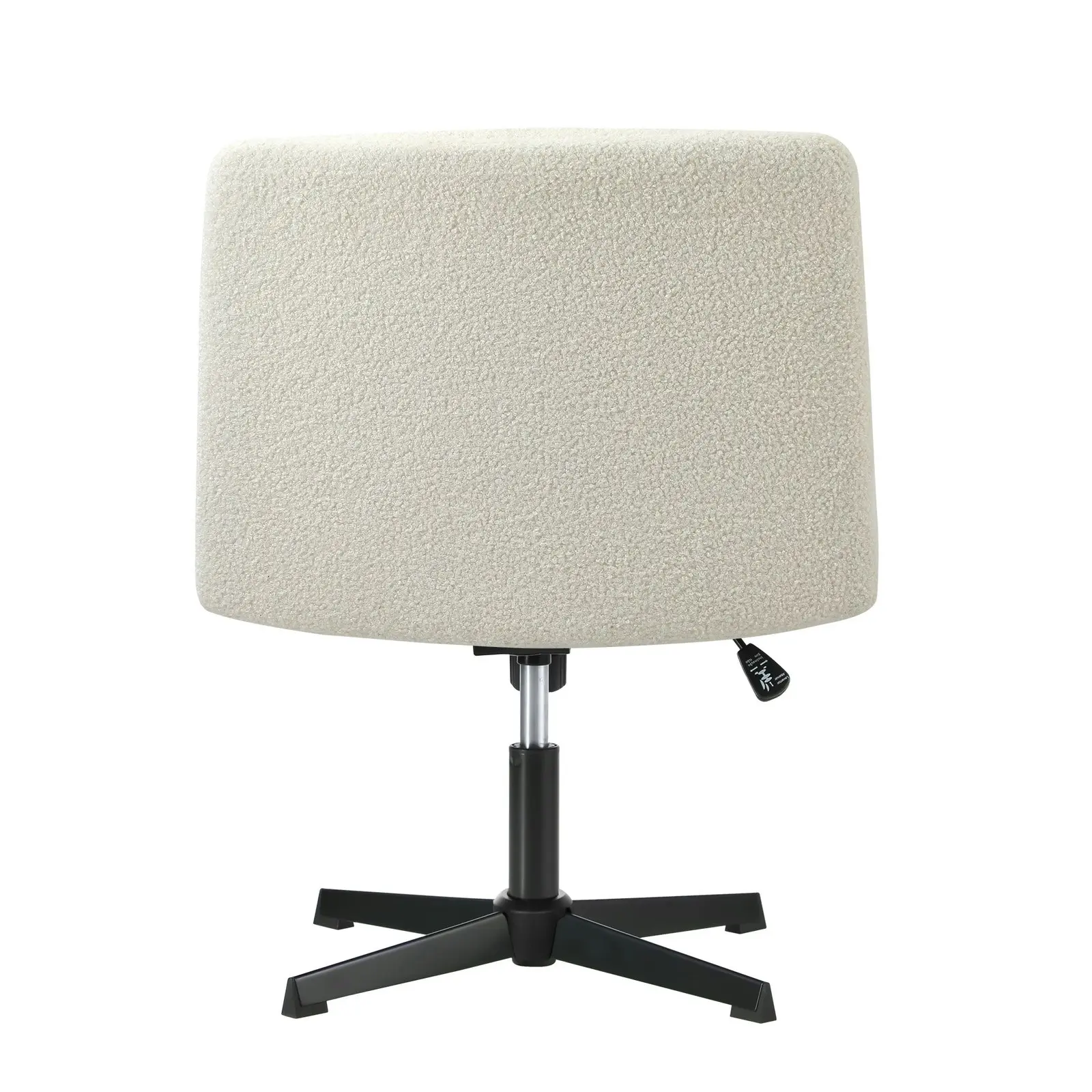 Oikiture Mid Back Armless Office Desk Chair Wide Seat No Wheels Boucle White