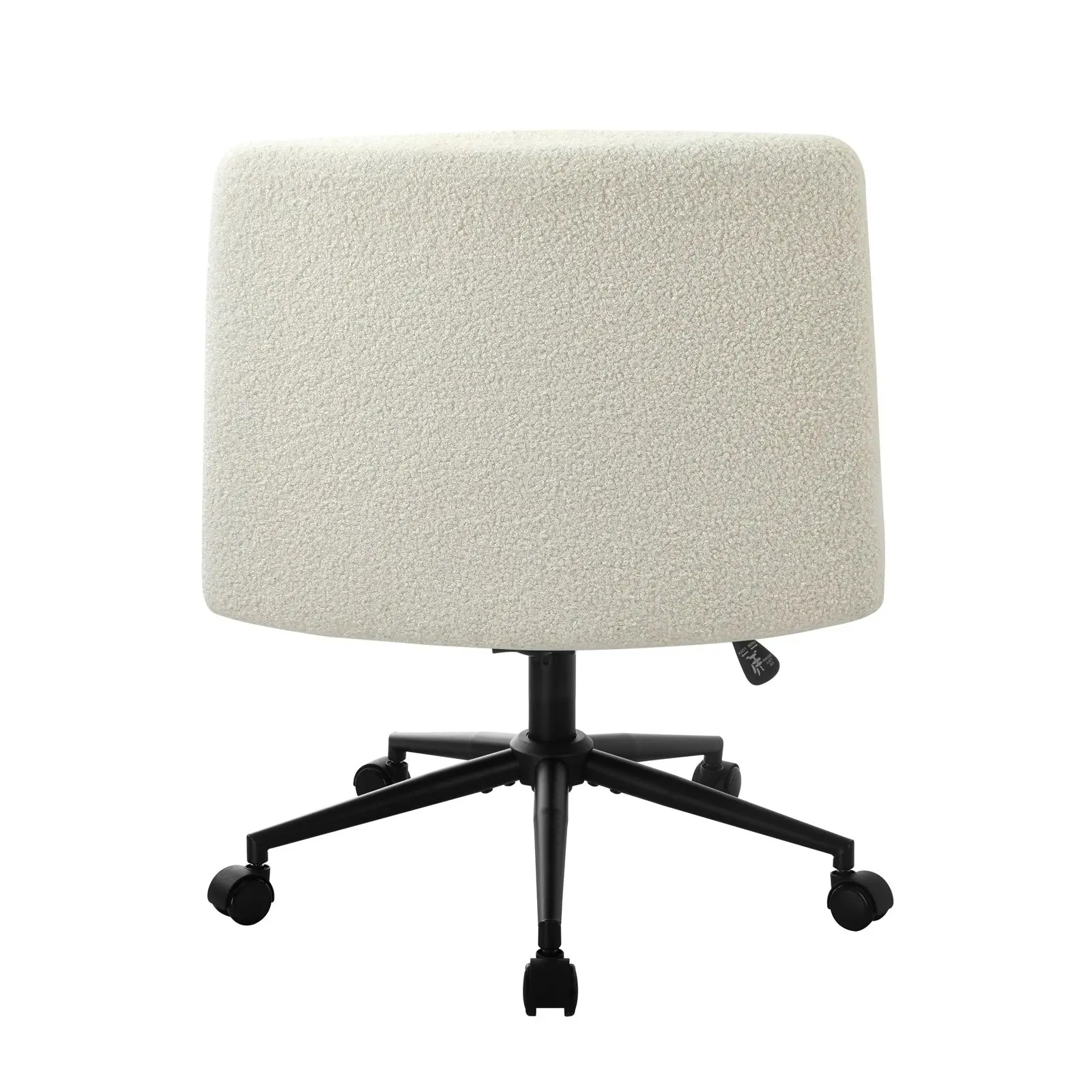 Oikiture Mid Back Armless Office Desk Chair Wide Seat Boucle White with Wheels