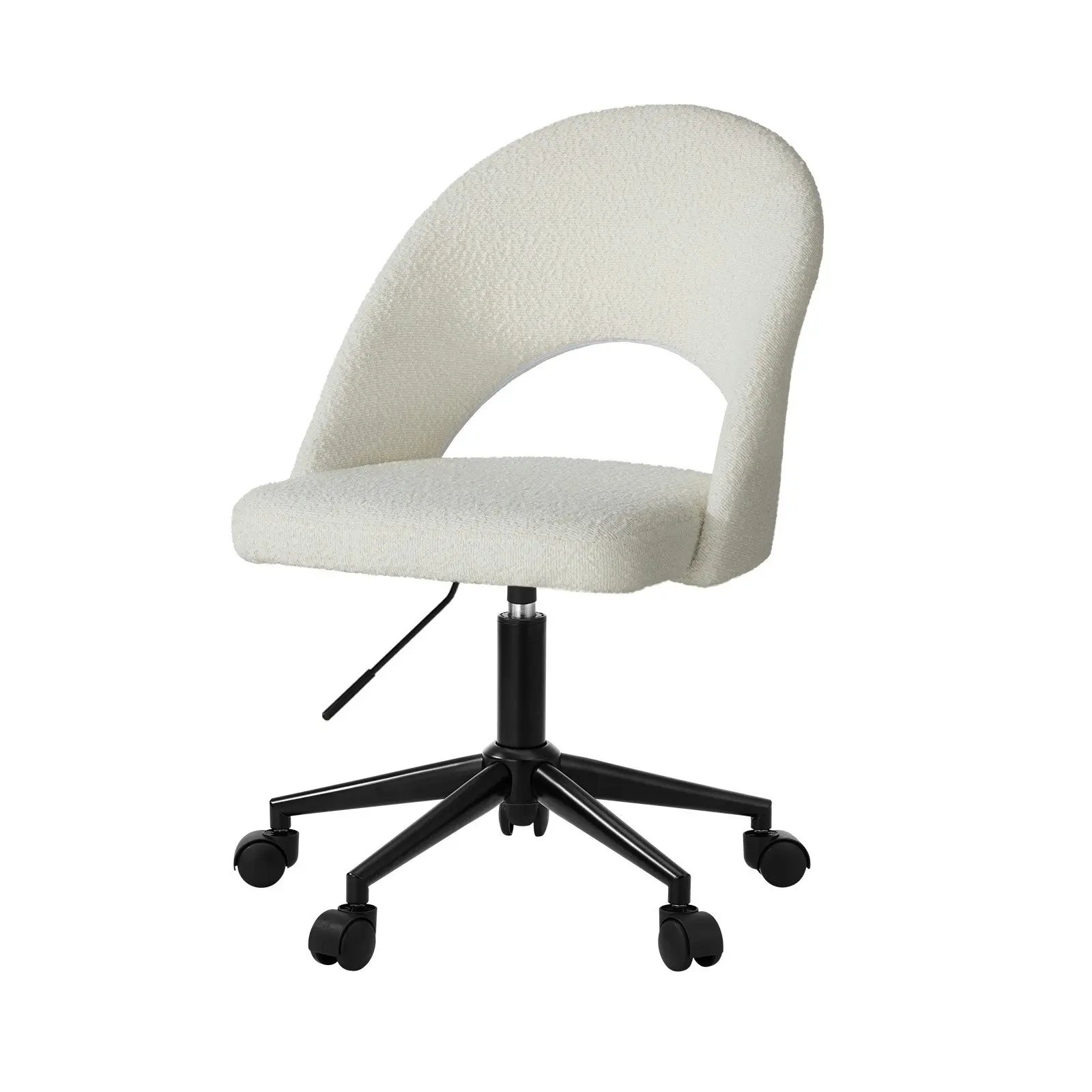 Oikiture High Back Hollow Armless Home Office Chair Boucle White&Black