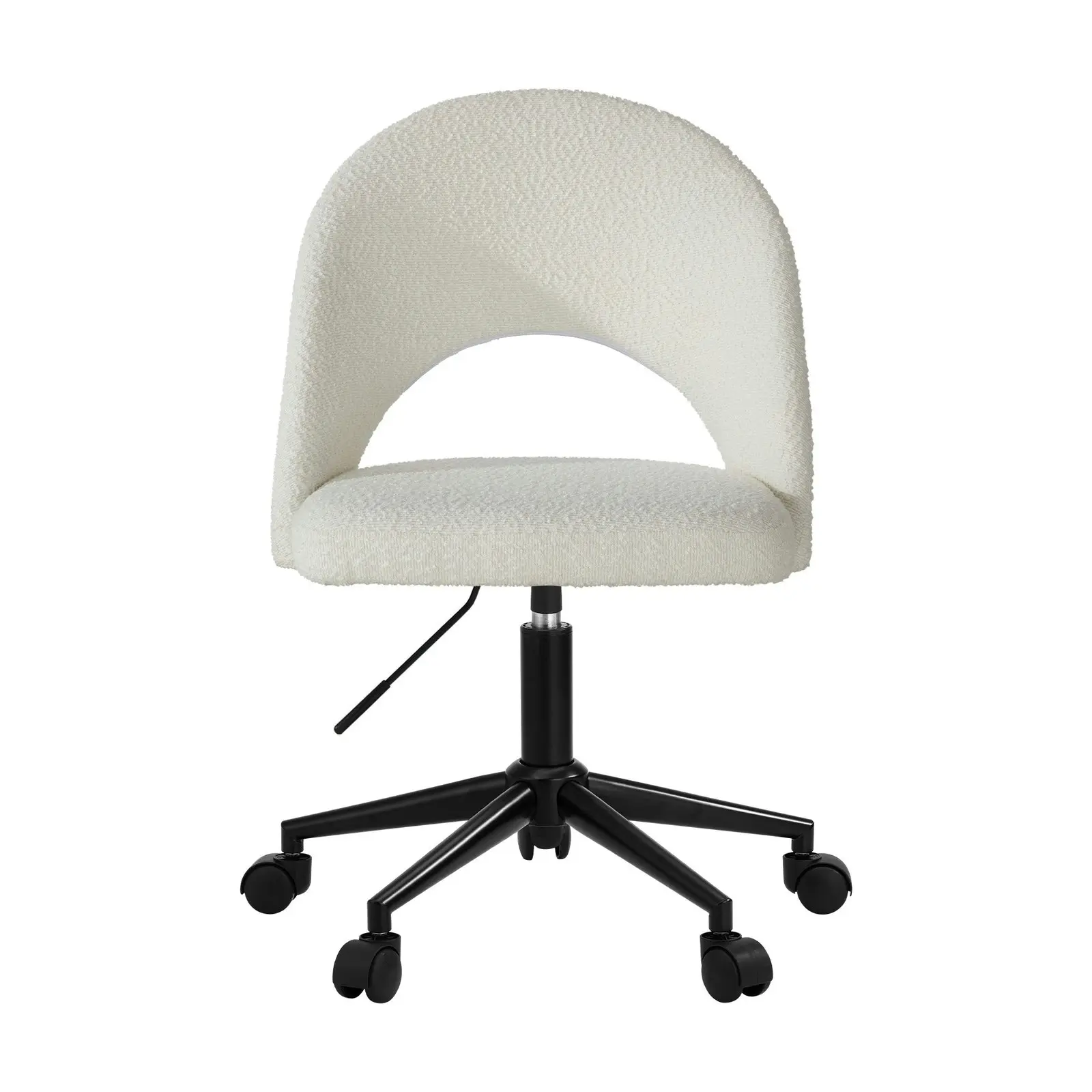 Oikiture High Back Hollow Armless Home Office Chair Boucle White&Black