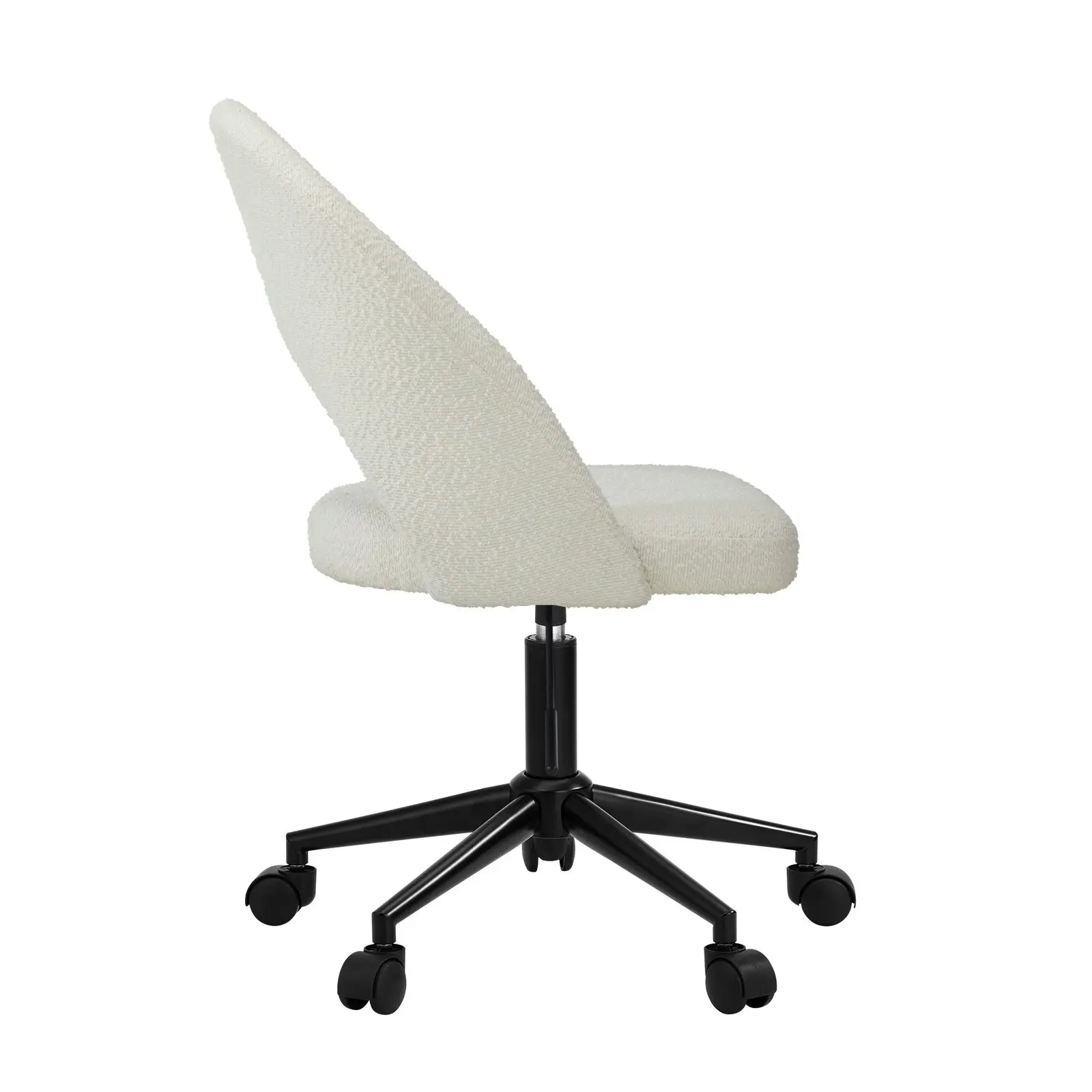 Oikiture High Back Hollow Armless Home Office Chair Boucle White&Black