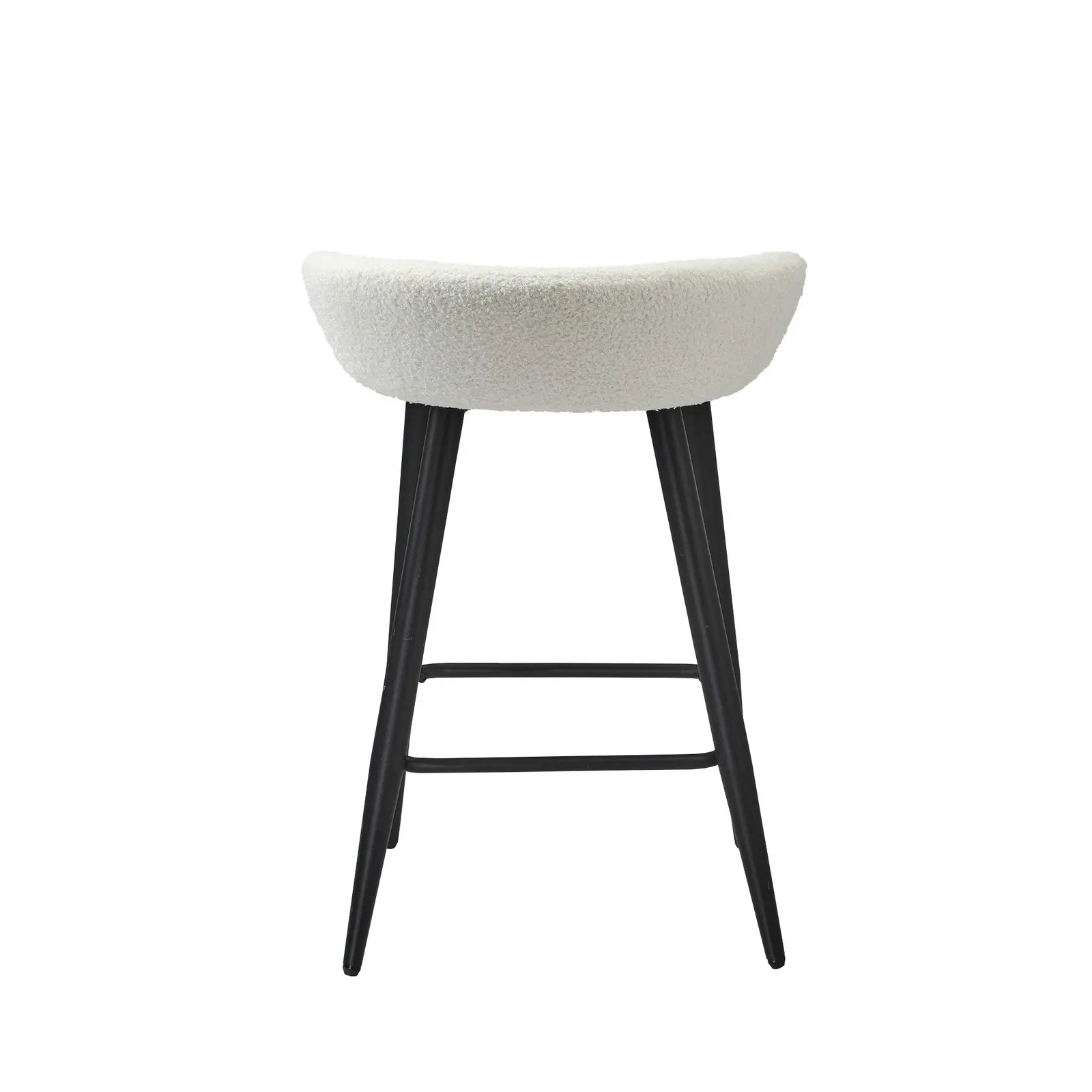 Oikiture 2x Bar Stools Kitchen Dining Chairs Counter Stool Boucle Fabric White