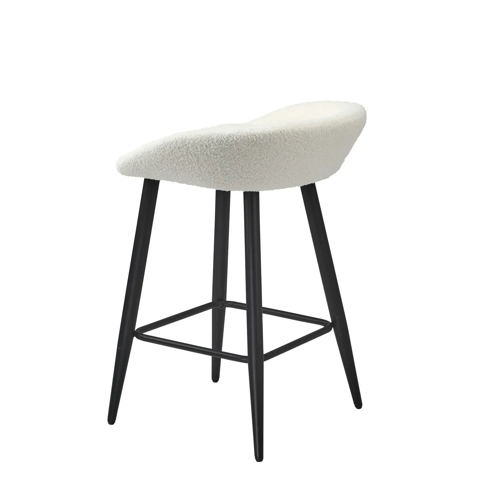 Oikiture 2x Bar Stools Kitchen Dining Chairs Counter Stool Boucle Fabric White