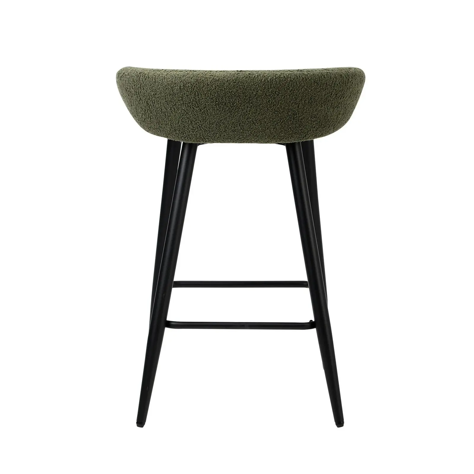 Oikiture 2x Bar Stools Kitchen Dining Chairs Counter Stool Boucle Fabric Green