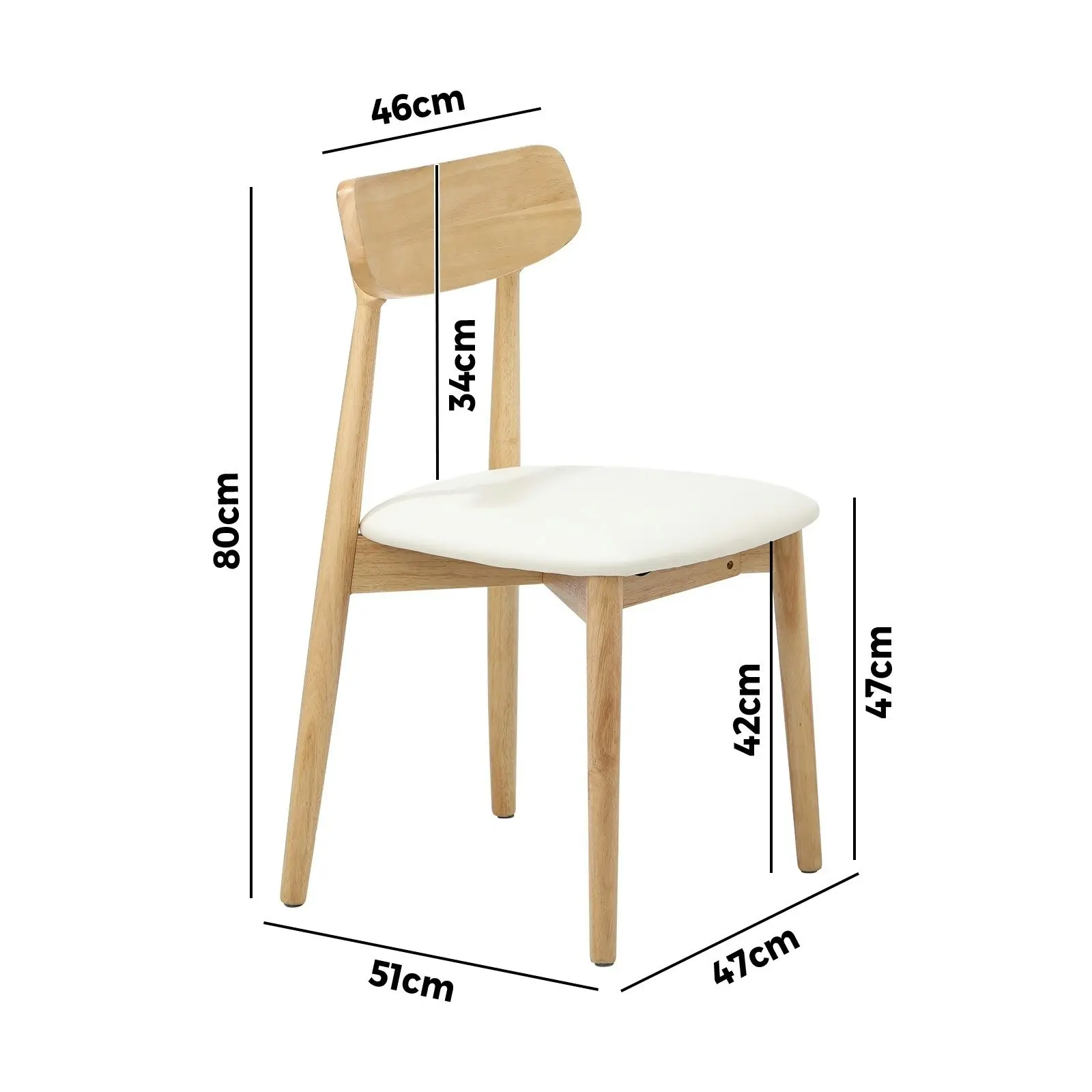 Oikiture 4x Dining Chairs Kitchen Chair PU Leather Solid Wood Cafe Lounge Beige