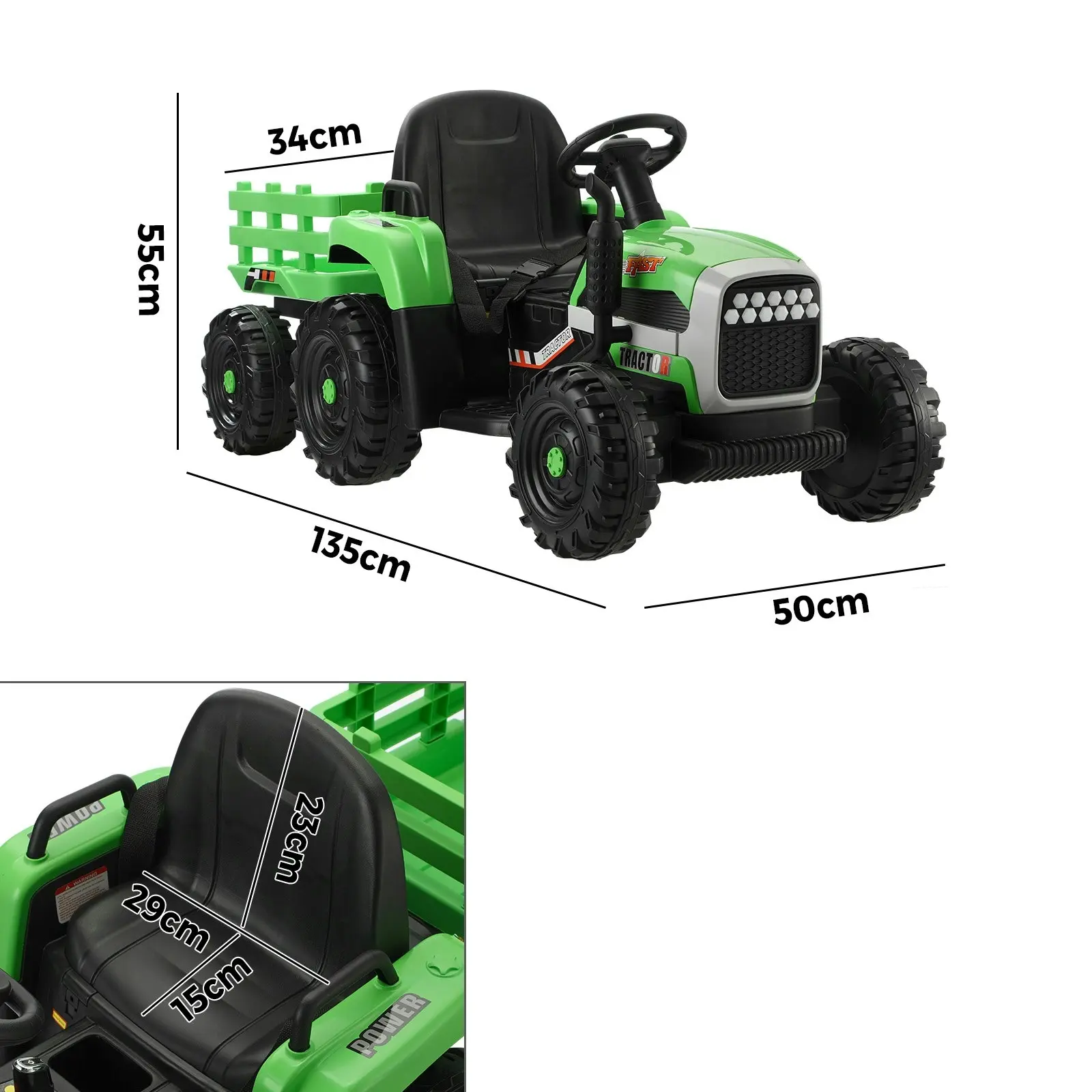 Mazam Kids Ride On Car Tractor Toy 12V Electric Remote Control Green