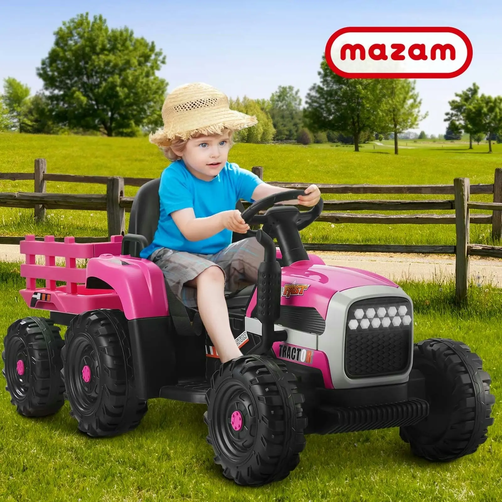 Mazam Kids Ride On Car Tractor Toy 12V Electric Remote Control Pink