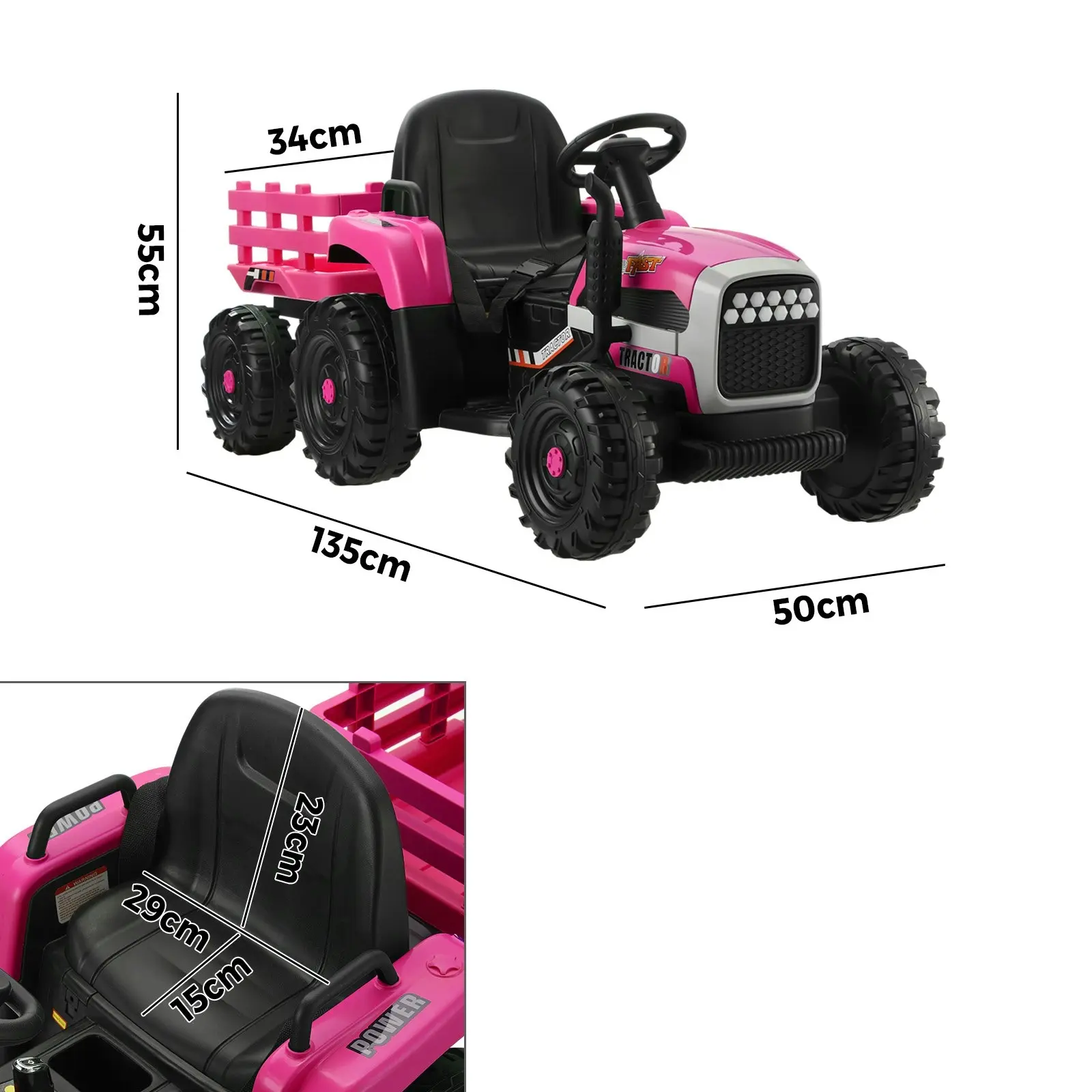 Mazam Kids Ride On Car Tractor Toy 12V Electric Remote Control Pink