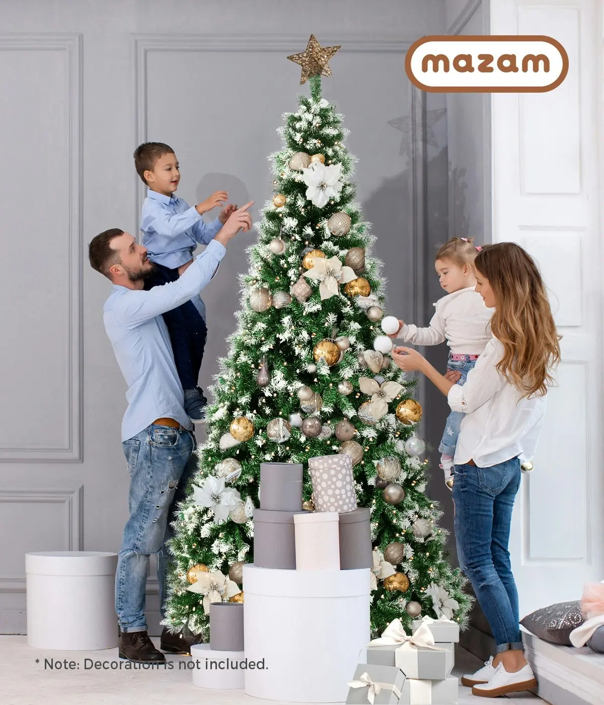 Mazam Christmas Tree 1.8M 6FT Xmas Trees Snowy Decorations Green 800 Tips