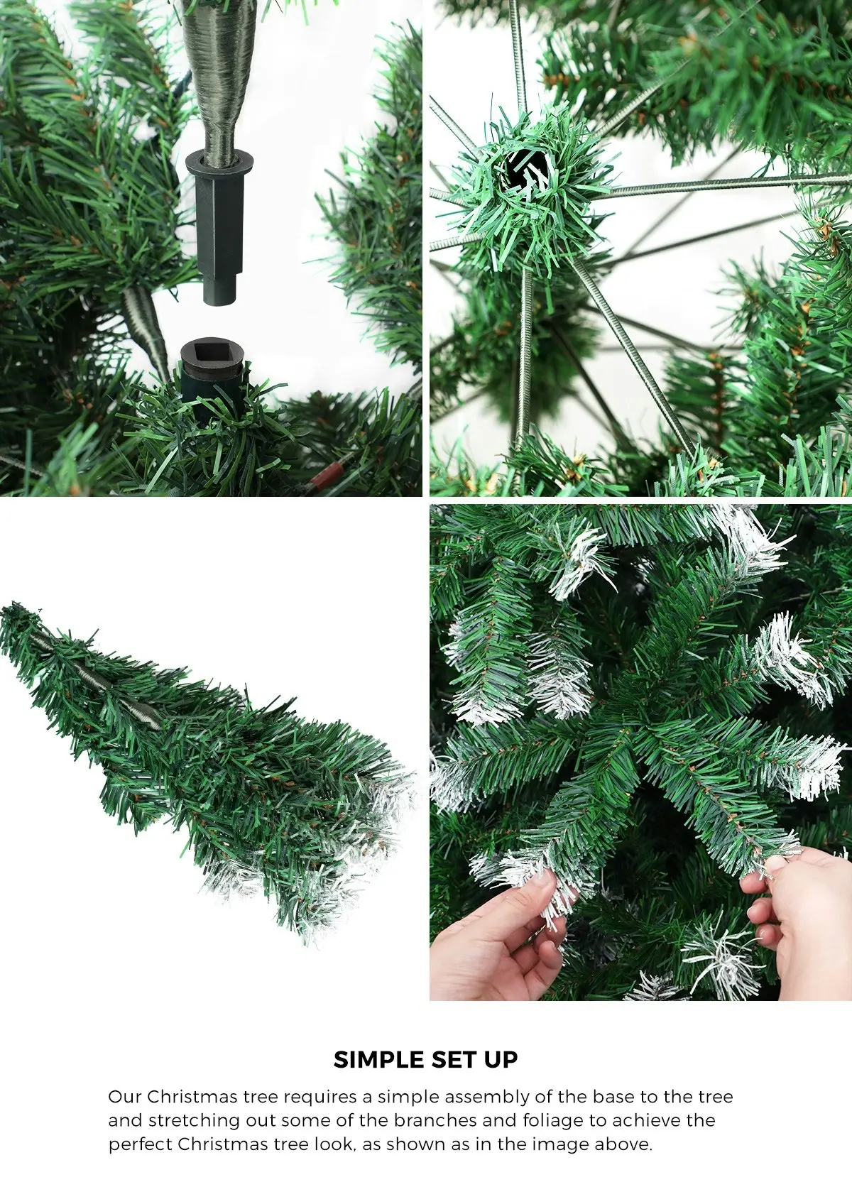 Mazam Christmas Tree 1.8M 6FT Xmas Trees Snowy Decorations Green 800 Tips