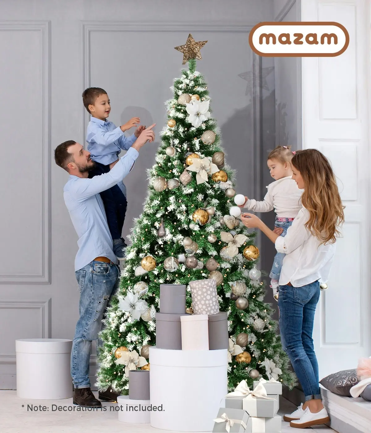 Mazam Christmas Tree 2.1M 7FT Xmas Trees Snowy Decorations Green 1050 Tips