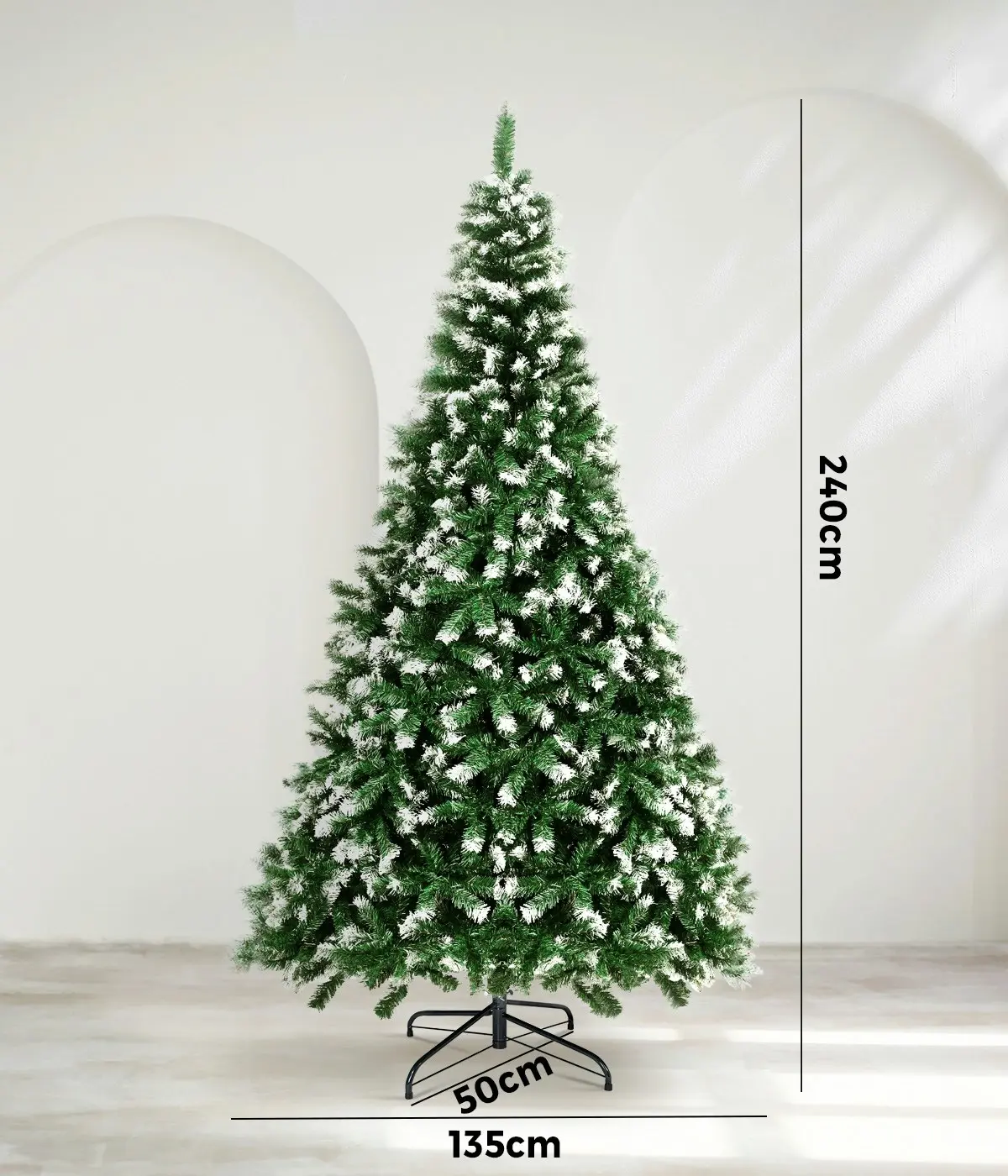 Mazam Christmas Tree 2.4M 8FT Xmas Trees Snowy Decorations Green 1480 Tips