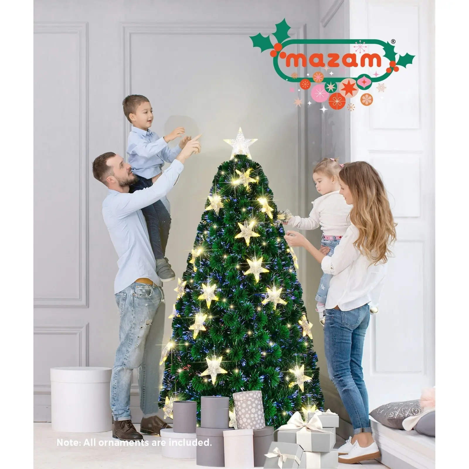 Mazam Christmas Tree 6FT 1.8M LED Xmas trees Optic Fibre Green Multi Colour