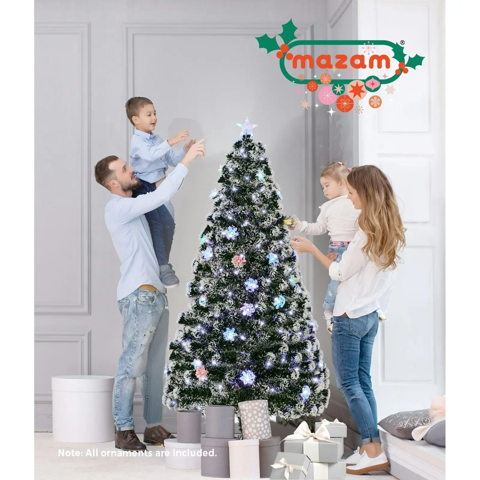 Mazam LED Christmas Tree 6FT 1.8M Xmas trees Optic Fibre  Multi Colour 230 Tips