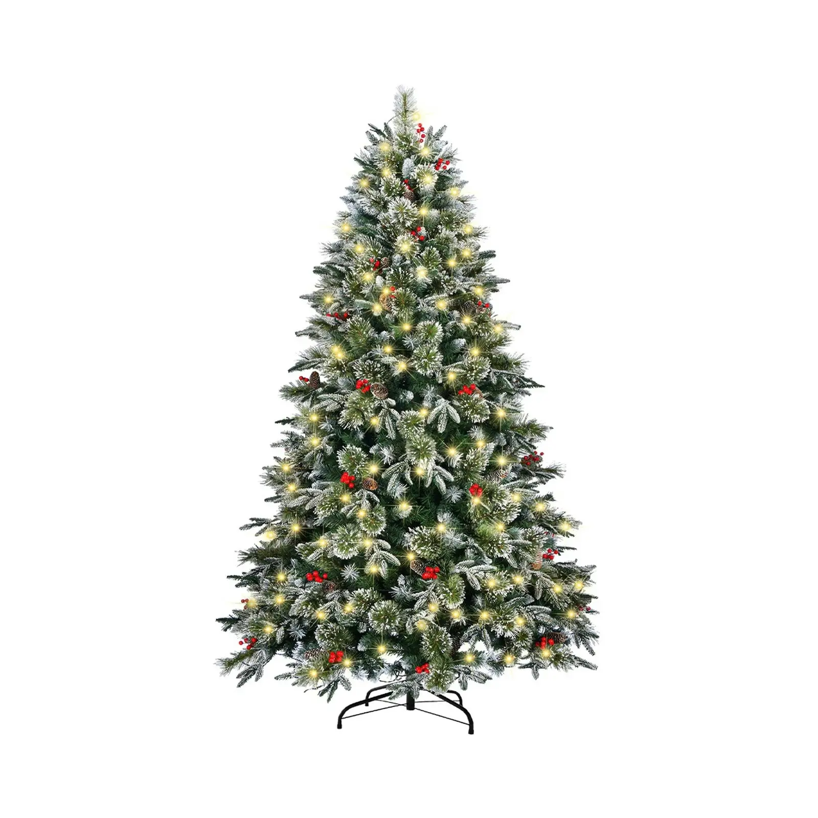 Mazam 2PCS LED Christmas Tree 2.1M 7FT Xmas Decorations w/ Ornaments 1210 Tips